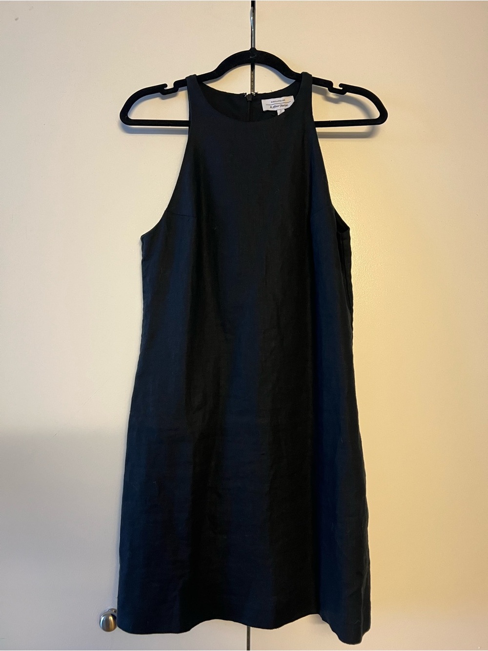 & Other Stories Black High-Neck Linen Mini Dress, Size 2